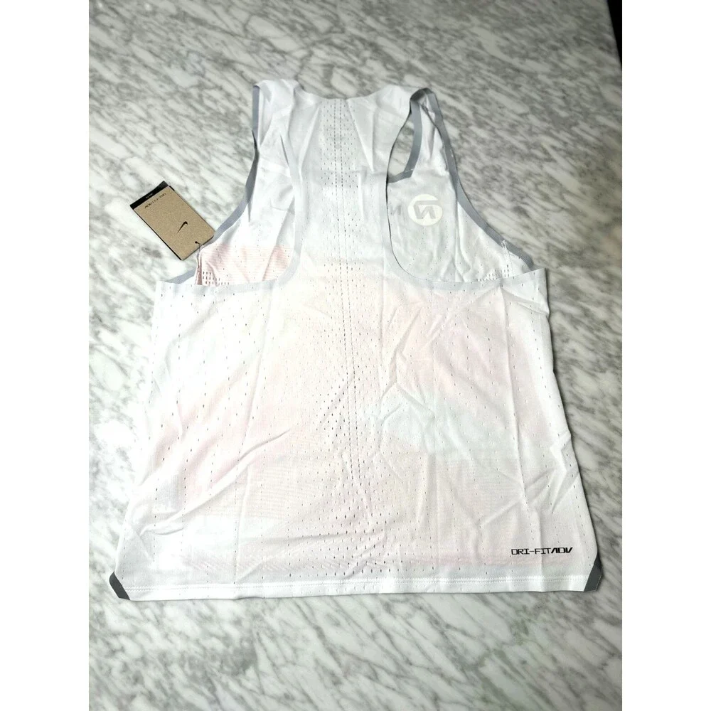 Nike ADV AeroSwift NN Track Singlet Tank Mens Medium White Orange DV7714-100